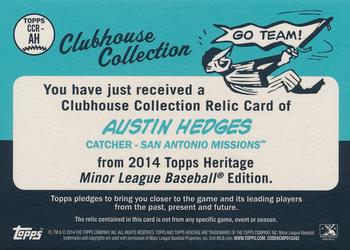 2014 Topps Heritage Minor League - Clubhouse Collection Relics #CCR-AH Austin Hedges Back