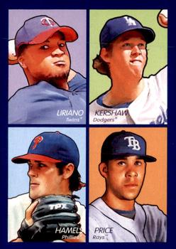 2009 Upper Deck Goudey - 4-in-1 Blue #35-77 Francisco Liriano / Clayton Kershaw / David Price / Cole Hamels Front