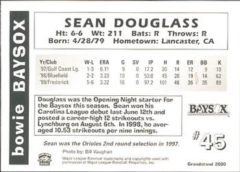 2000 Grandstand Bowie Baysox #NNO Sean Douglass Back