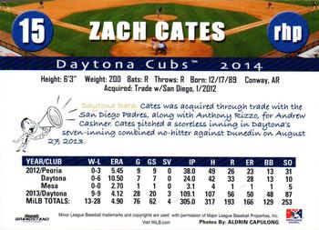 2014 Grandstand Daytona Cubs #NNO Zach Cates Back