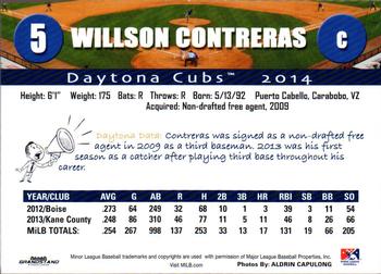 2014 Grandstand Daytona Cubs #NNO Willson Contreras Back