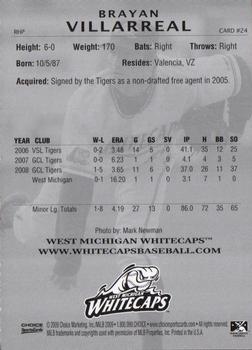2009 Choice West Michigan Whitecaps #24 Brayan Villarreal Back