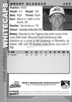 2005 Choice West Michigan Whitecaps #03 Brent Dlugach Back