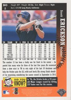1997 Collector's Choice Baltimore Orioles #BO2 Scott Erickson Back