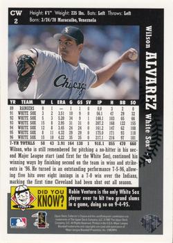 1997 Collector's Choice Chicago White Sox #CW2 Wilson Alvarez Back