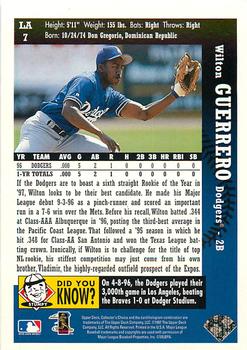 1997 Collector's Choice Los Angeles Dodgers #LA7 Wilton Guerrero Back