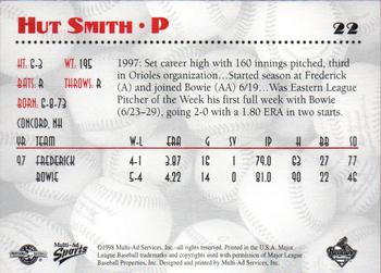 1998 Multi-Ad Reading Phillies #22 Hut Smith Back