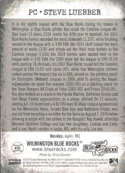 2014 Choice Wilmington Blue Rocks #30 Steve Luebber Back