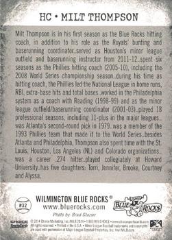 2014 Choice Wilmington Blue Rocks #32 Milt Thompson Back