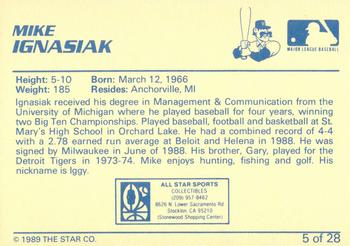 1989 Star Stockton Ports - Platinum #5 Mike Ignasiak Back