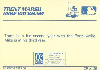 1989 Star Stockton Ports - Platinum #26 Trent Marsh / Mike Wickham Back
