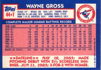 1984 Topps Traded #44T Wayne Gross Back