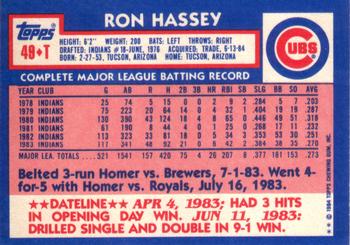 1984 Topps Traded #49T Ron Hassey Back