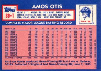 1984 Topps Traded #89T Amos Otis Back