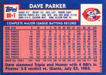 1984 Topps Traded #90T Dave Parker Back