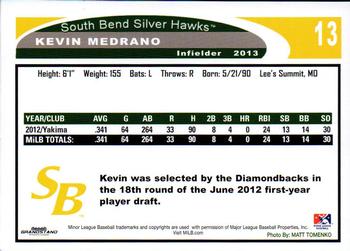 2013 Grandstand South Bend Silver Hawks #NNO Kevin Medrano Back