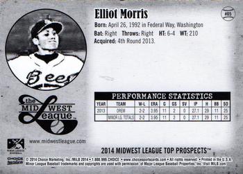 2014 Choice Midwest League Top Prospects #05 Elliot Morris Back