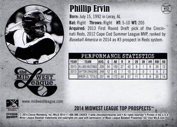 2014 Choice Midwest League Top Prospects #12 Phillip Ervin Back