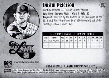 2014 Choice Midwest League Top Prospects #13 Dustin Peterson Back