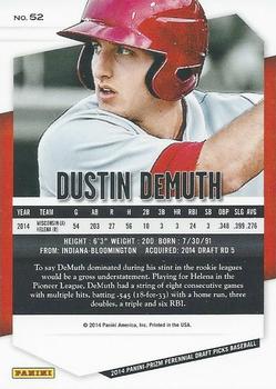 2014 Panini Prizm Perennial Draft Picks #52 Dustin DeMuth Back