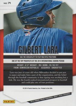 2014 Panini Prizm Perennial Draft Picks #71 Gilbert Lara Back