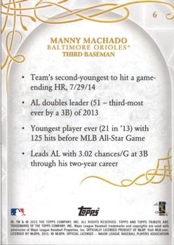2015 Topps Tribute #6 Manny Machado Back