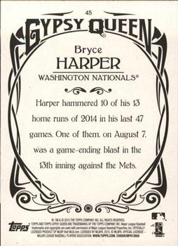 2015 Topps Gypsy Queen #45 Bryce Harper Back
