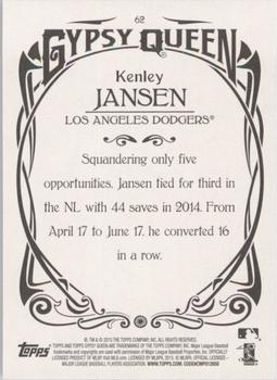 2015 Topps Gypsy Queen #62 Kenley Jansen Back