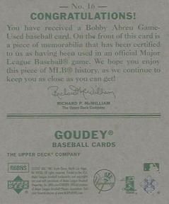 2007 Upper Deck Goudey - Memorabilia #16 Bobby Abreu Back