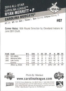 2014 Choice California League / Carolina League All-Star Game #7 Ryan Merritt Back