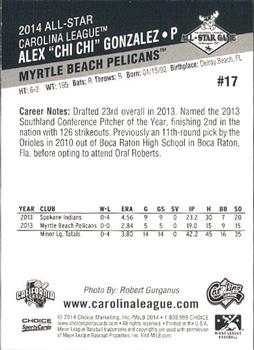 2014 Choice California League / Carolina League All-Star Game #17 Alex 