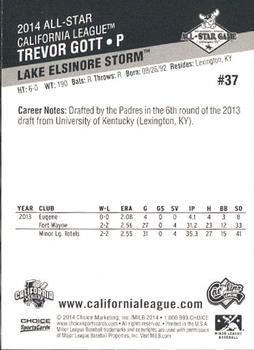 2014 Choice California League / Carolina League All-Star Game #37 Trevor Gott Back