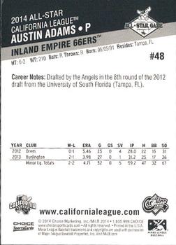 2014 Choice California League / Carolina League All-Star Game #48 Austin Adams Back