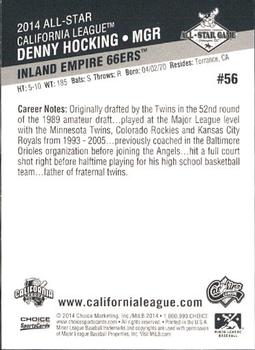 2014 Choice California League / Carolina League All-Star Game #56 Denny Hocking Back