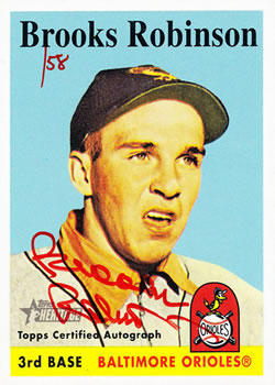 2007 Topps Heritage - Real One Autographs Red Ink #ROA-BR Brooks Robinson Front