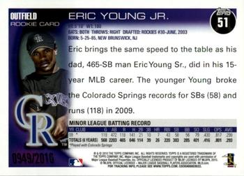 2010 Topps - Gold #51 Eric Young Jr. Back