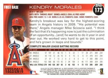 2010 Topps - Gold #173 Kendry Morales Back