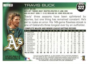 2010 Topps - Gold #322 Travis Buck Back