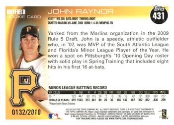2010 Topps - Gold #431 John Raynor Back