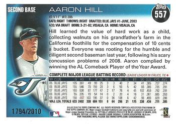 2010 Topps - Gold #557 Aaron Hill Back