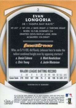 2010 Finest #2 Evan Longoria Back