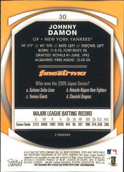 2010 Finest #30 Johnny Damon Back