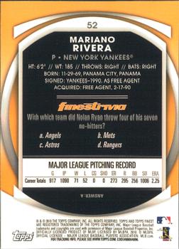 2010 Finest #52 Mariano Rivera Back