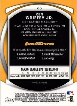 2010 Finest #65 Ken Griffey Jr. Back