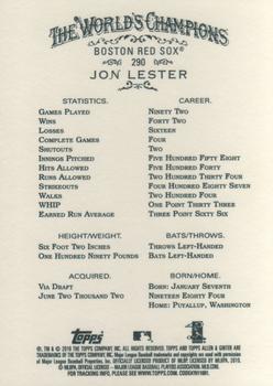2010 Topps Allen & Ginter #290 Jon Lester Back