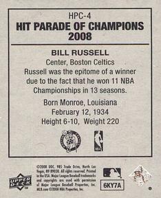 2008 Upper Deck Goudey - Hit Parade of Champions #HPC-4 Bill Russell Back