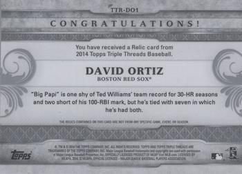 2014 Topps Triple Threads - Relics #TTR-DO1 David Ortiz Back