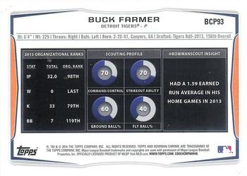 2014 Bowman Chrome - Prospects #BCP93 Buck Farmer Back