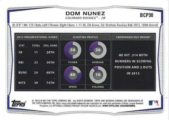2014 Bowman Chrome - Prospects #BCP30 Dom Nunez Back