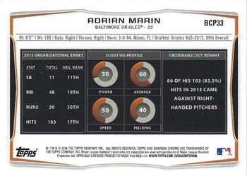 2014 Bowman Chrome - Prospects #BCP33 Adrian Marin Back